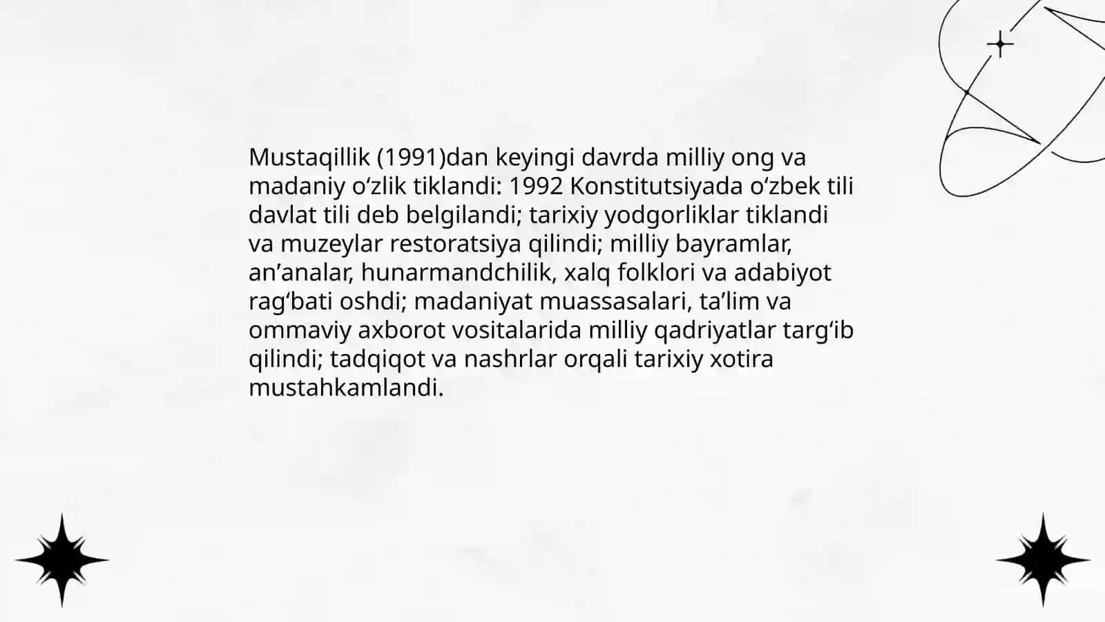 Mustaqillik yillarida o'zbekistondagi madaniy va manaviy taraqqiyot 3