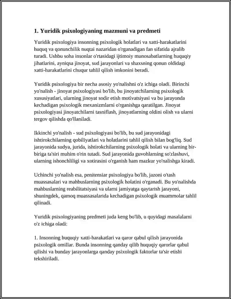 YURIDIK PSIXOLOGIYANING PREDMETI VA VAZIFASI AHAMIYATI 3