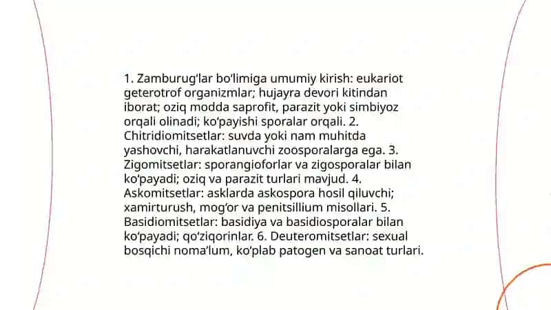 Zamburug‘lar bo‘limining asosiy sinf vakillarini o‘rganish 3