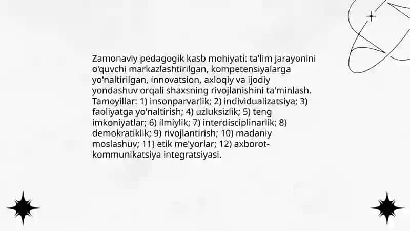 Zamonaviy pedagogika pedagogig kasb va unga qo'yilgan talablar 3