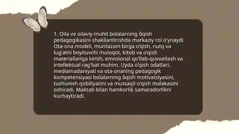Bolalarning ôqish pedagogikasining shakllantirishning shart sharoitlari 3