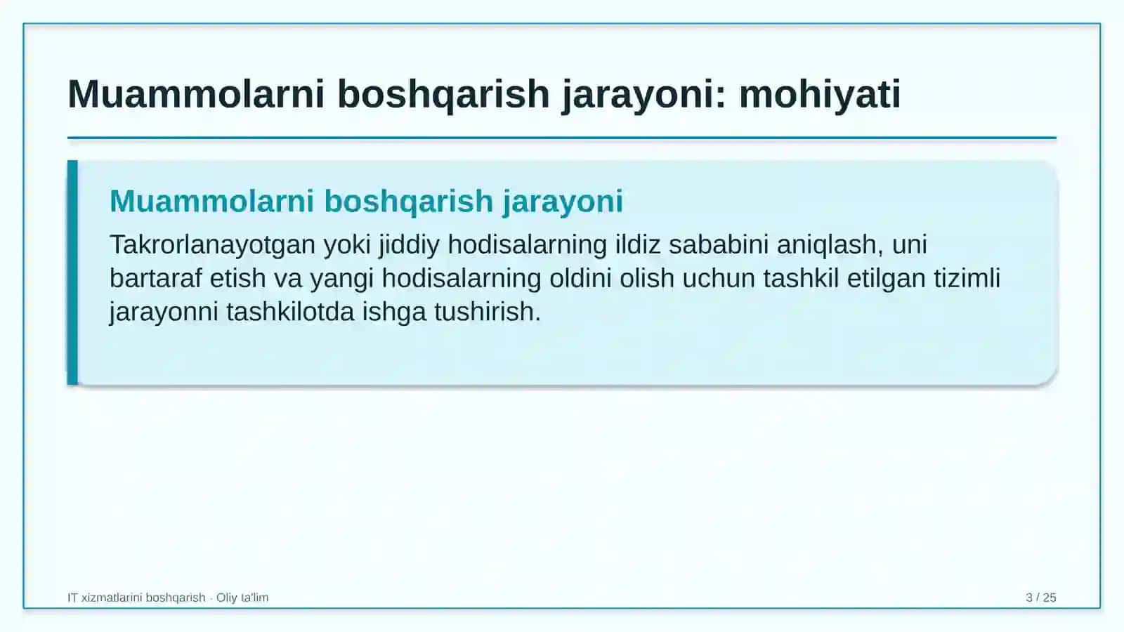 Yong'in xavfsizligi xizmatida muammolarni boshqarish jarayonini joriy etish 3