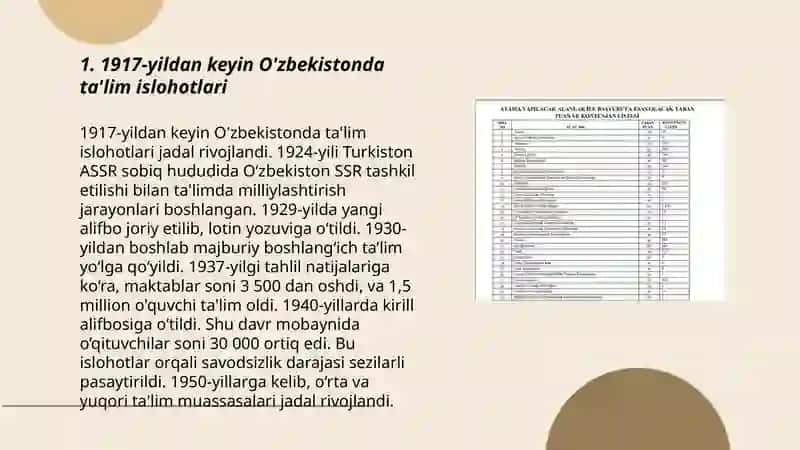 1917-1945 yillarda O'zbekistonda ta'lim tizimi va pedagogik fikrlar rivoji 3