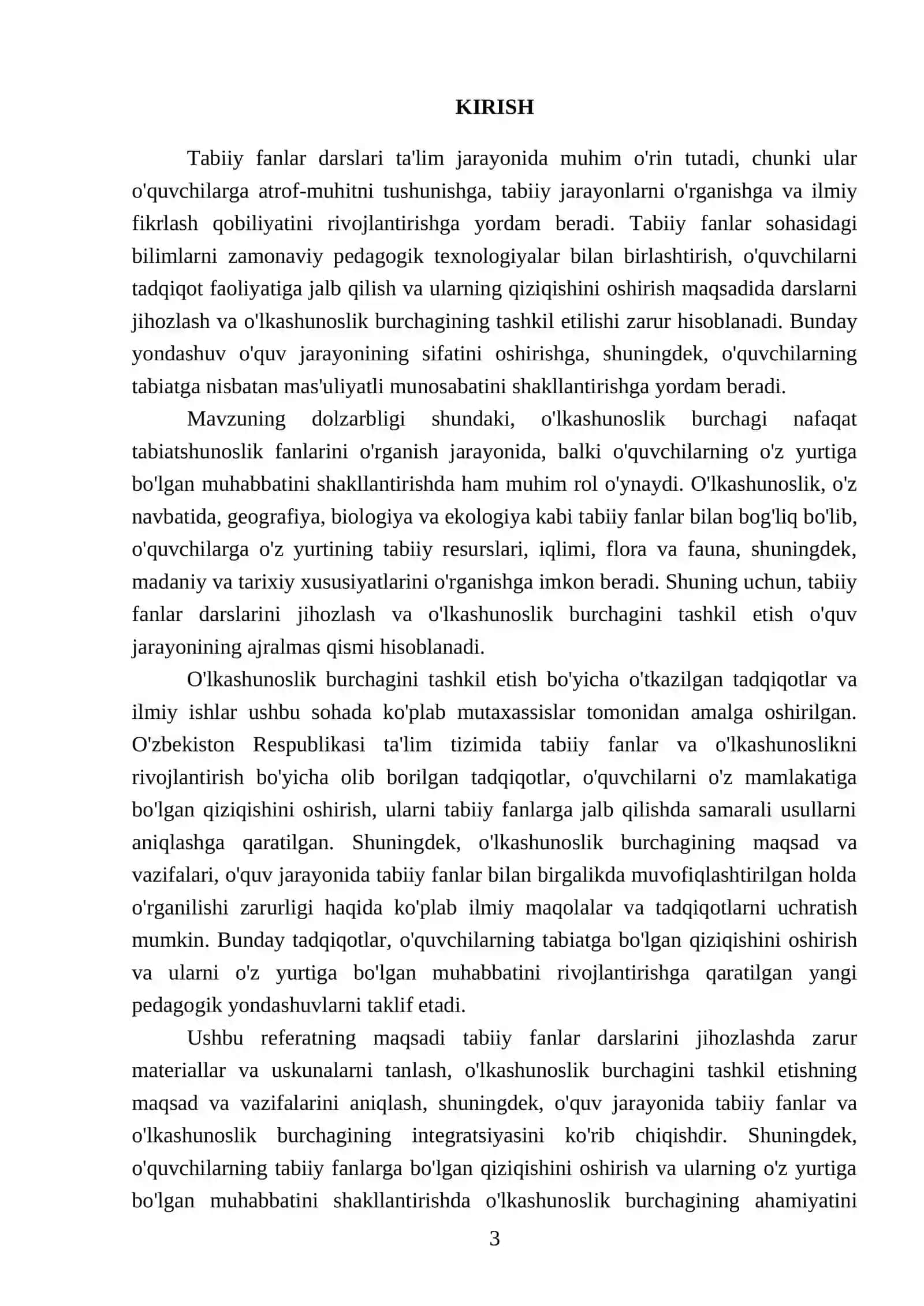Tabiiy fanlar darslarini jihozlash va o'lkashunoslik burchagini tashkil etish 3