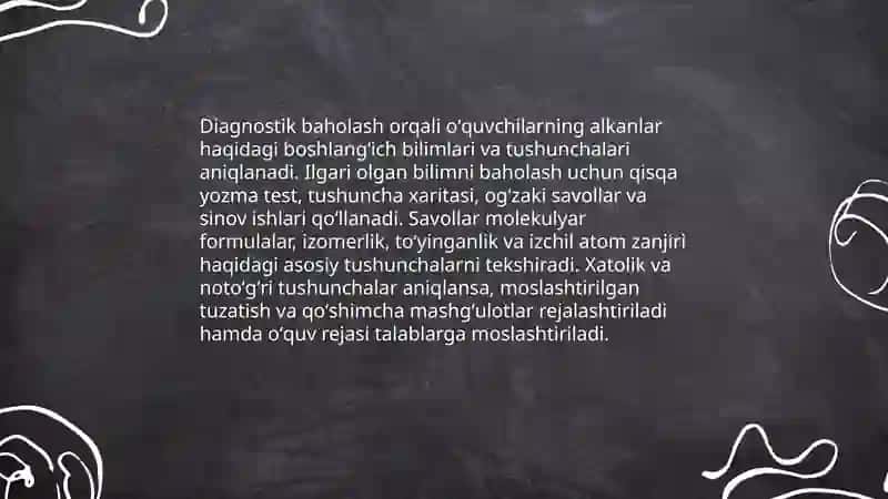 Alkanlar mavzusini oʻqitishda Assesment metodidan foydalanish 3