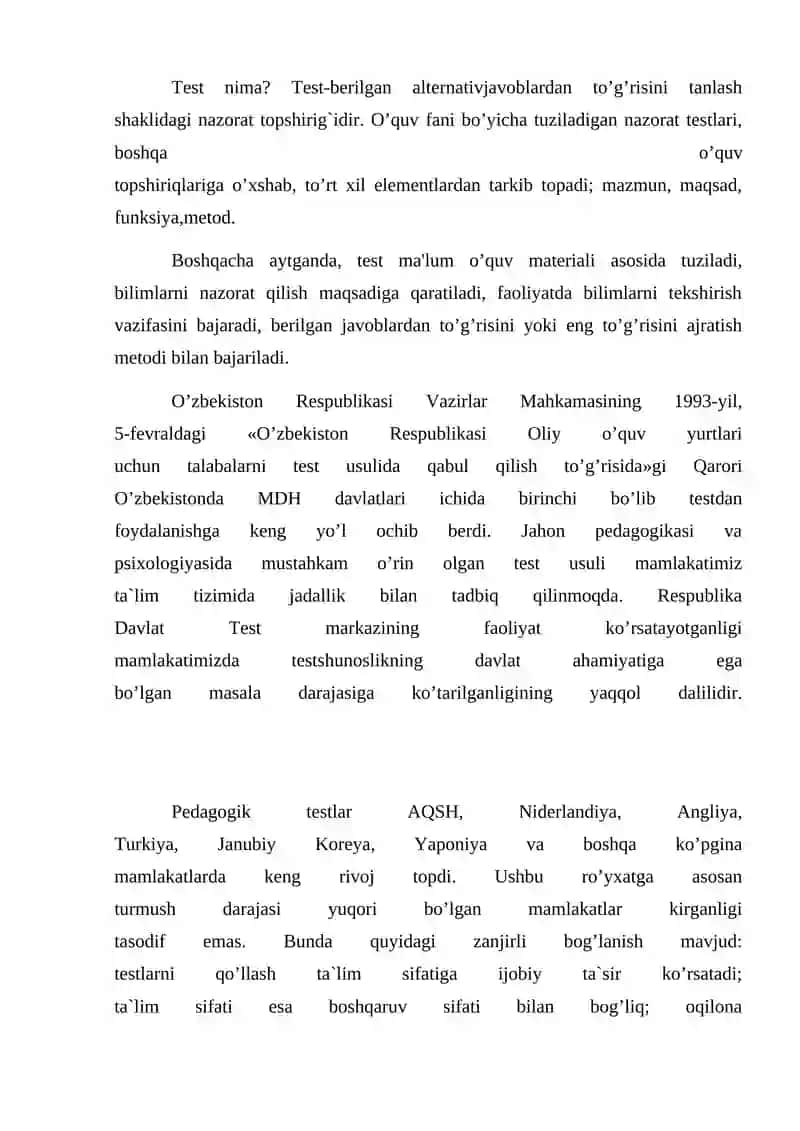 Testologiya va pedagogik o’lchovlar nazariyasi 3