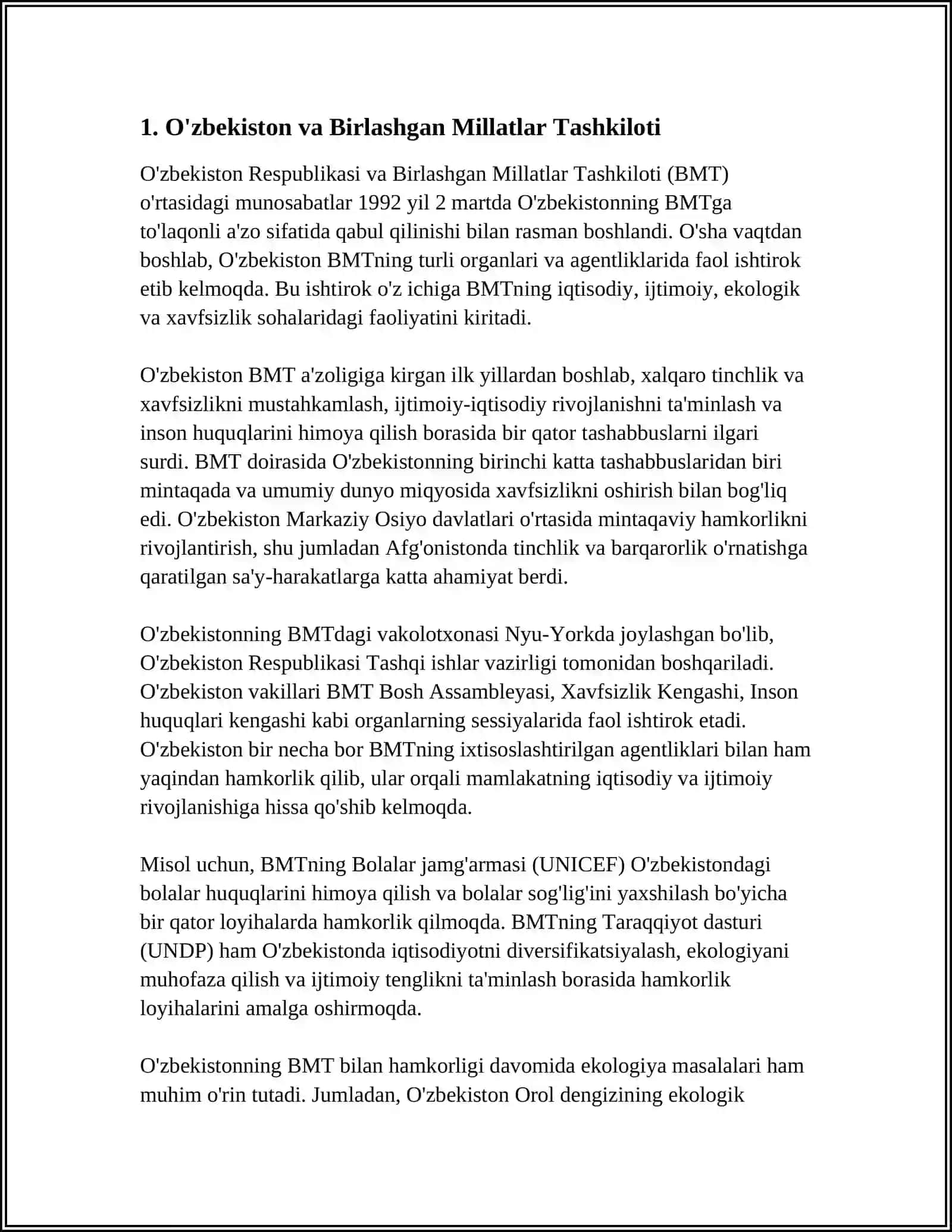 O‘ZBEKISTONNING XALQARO TASHKILOTLAR BILAN ALOQALARI 3