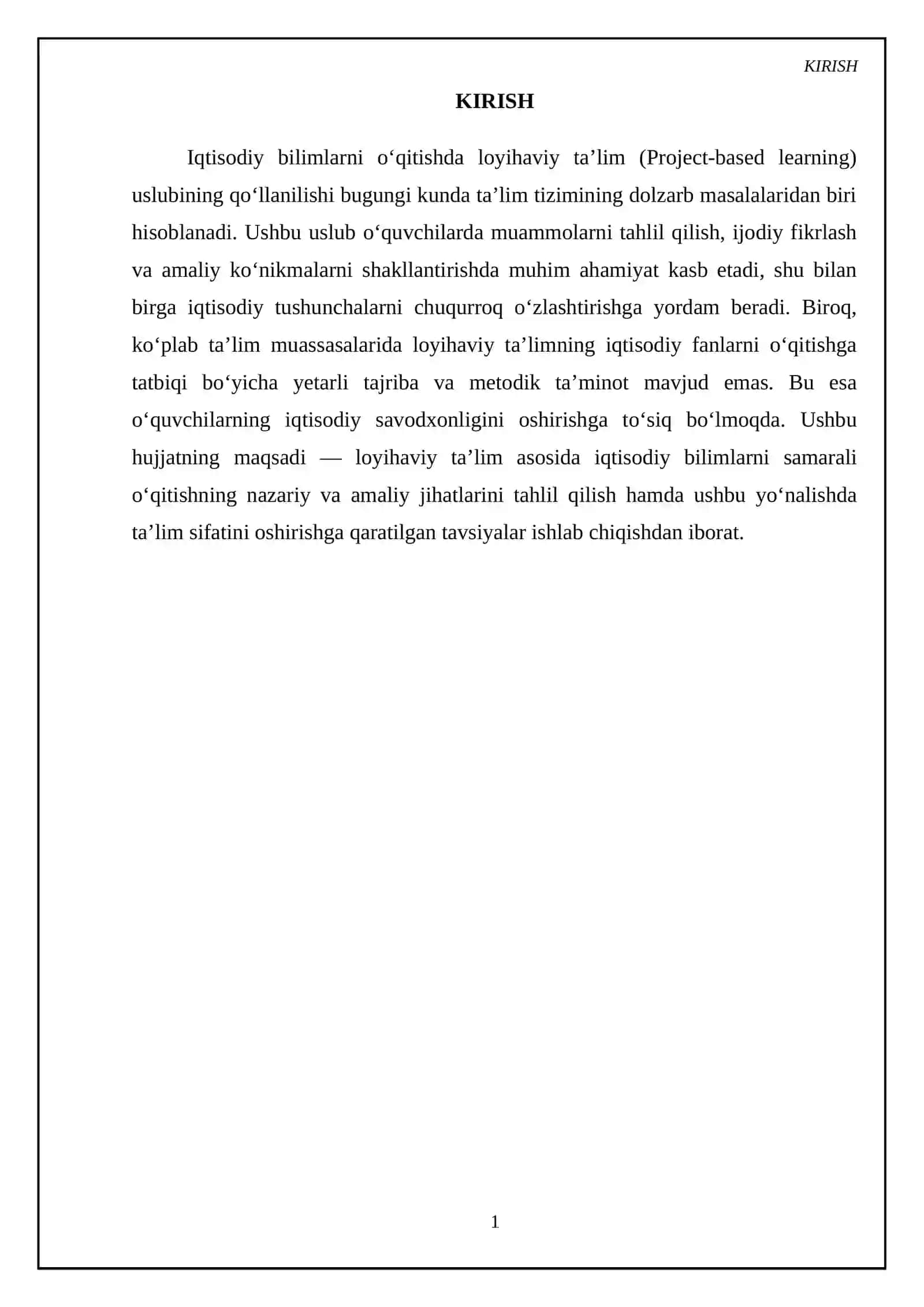 Loyihaviy ta’lim (Project-based learning) asosida iqtisodiy bilimlarni o‘qitish 3