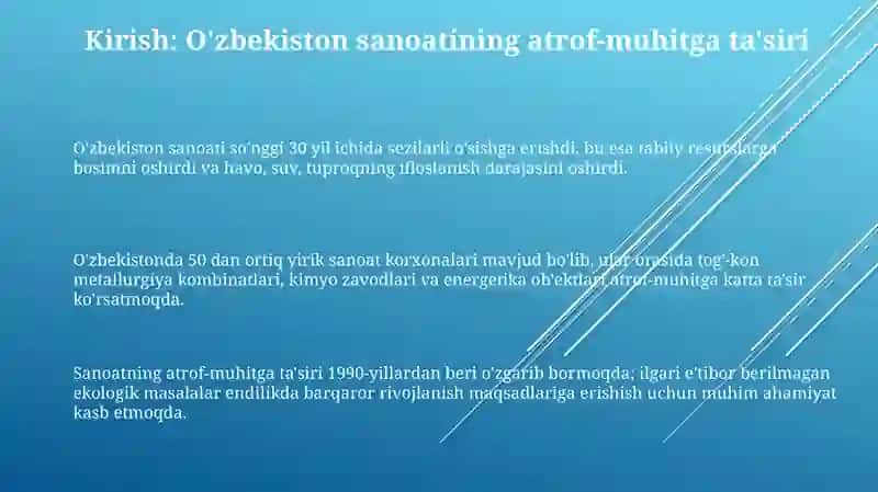 O'zbekistonda eng yirik sanoat korxonalarining ekologiyaga ta'siri 3
