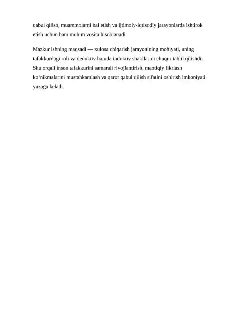 Xulosa chiqarish — tafakkurning eng asosiy shakli 3