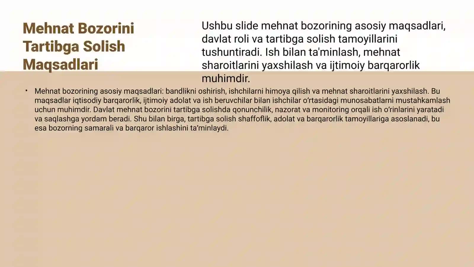 Mehnat Bozorini Tartibga Solish Maqsadlari 3