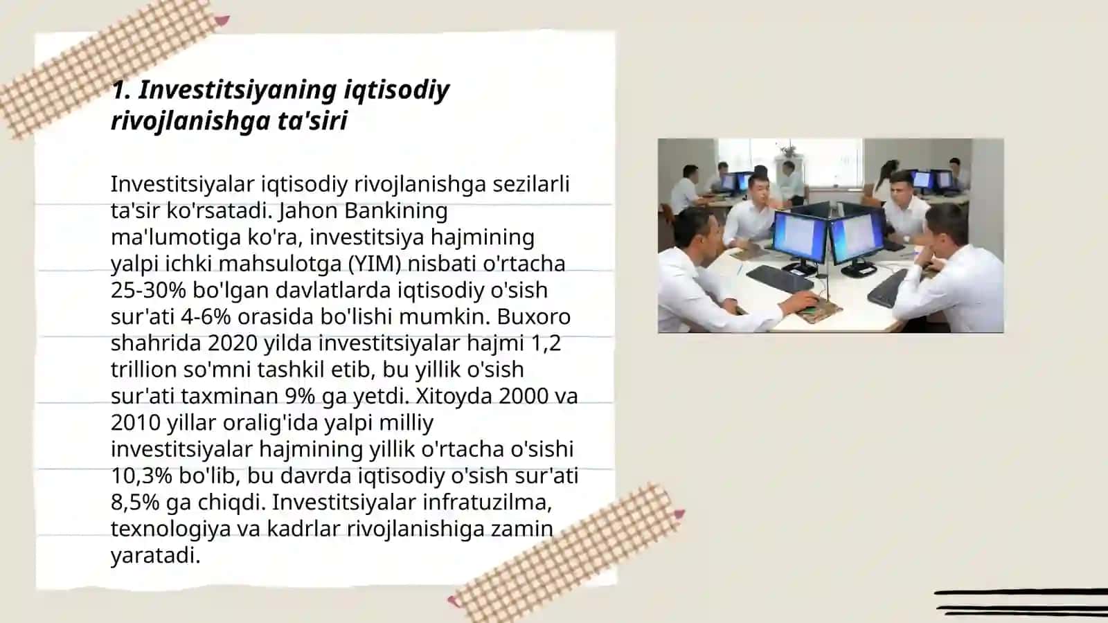 Tadbirkorlik faoliyatida investitsiyaning ahamiyati 3