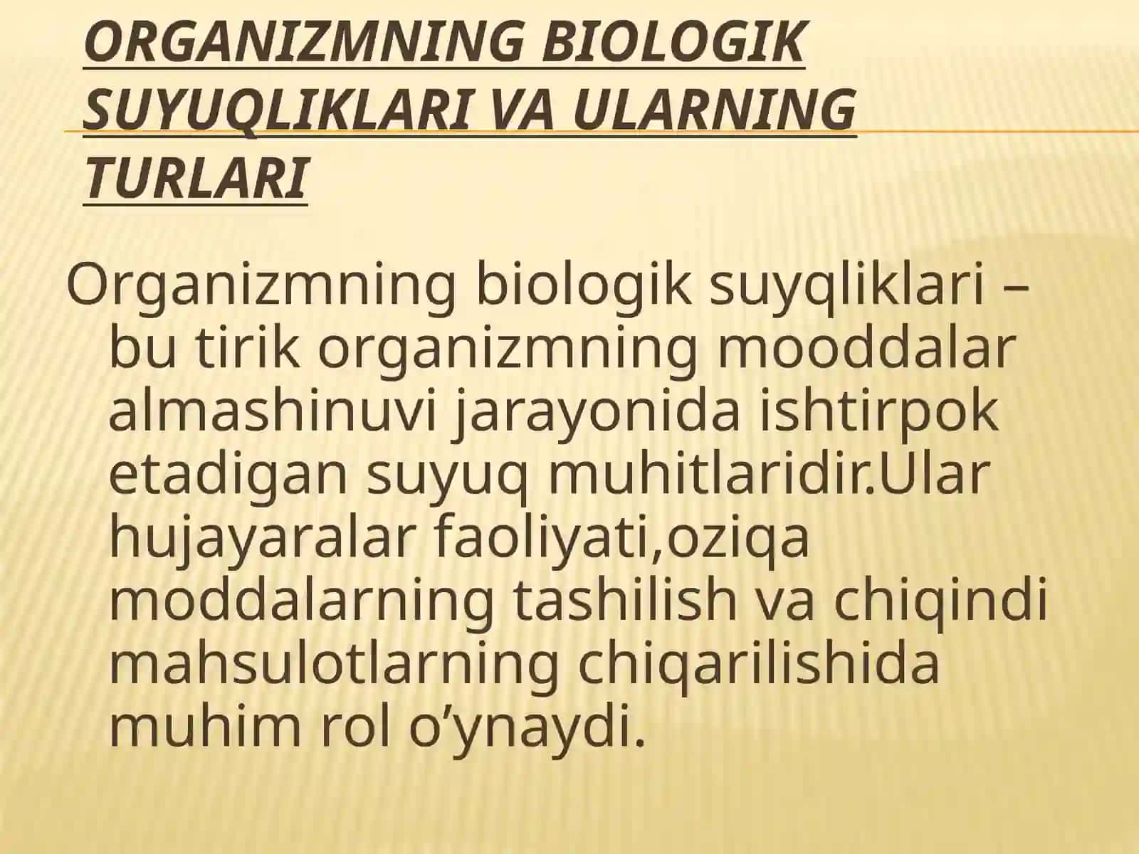 organizmning biologik suyuqliklari, ularning turlari, kimyoviy tarkibi, elektrolit va noelektrolit r 3