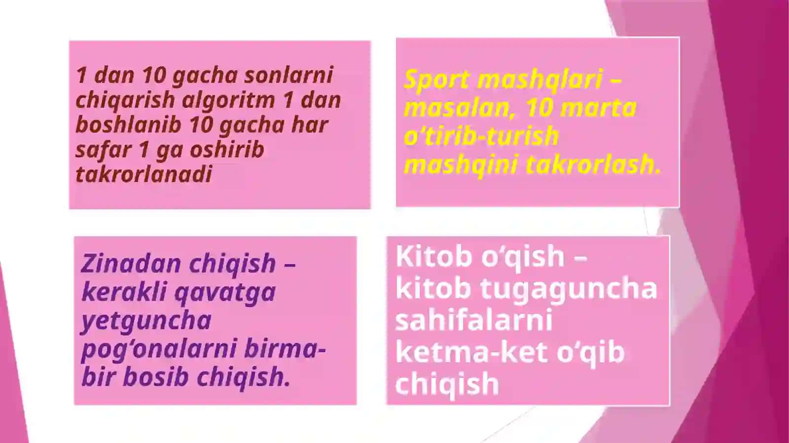 Takrorlanuvchi algoritmlar 3