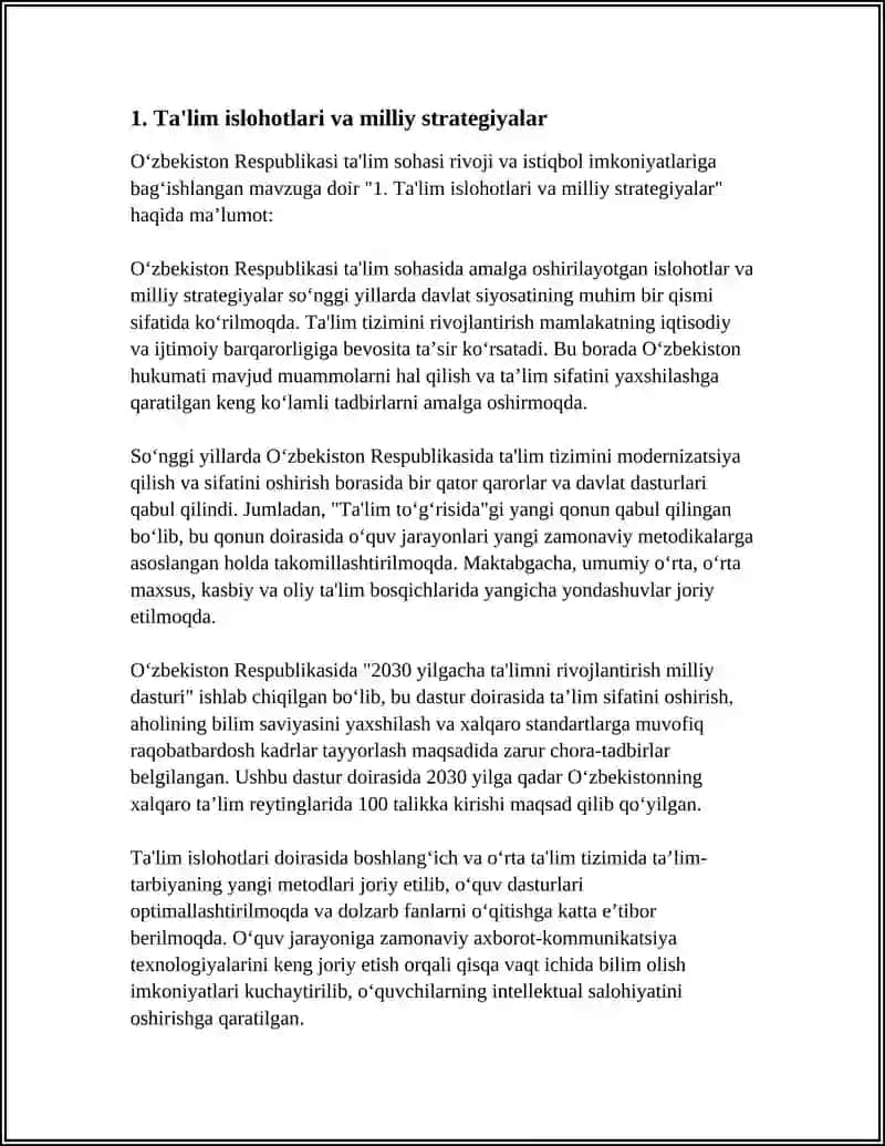 O‘zbekiston Respublikasidagi ta'lim sohasi rivoji va istiqbol imkoniyatlari 3