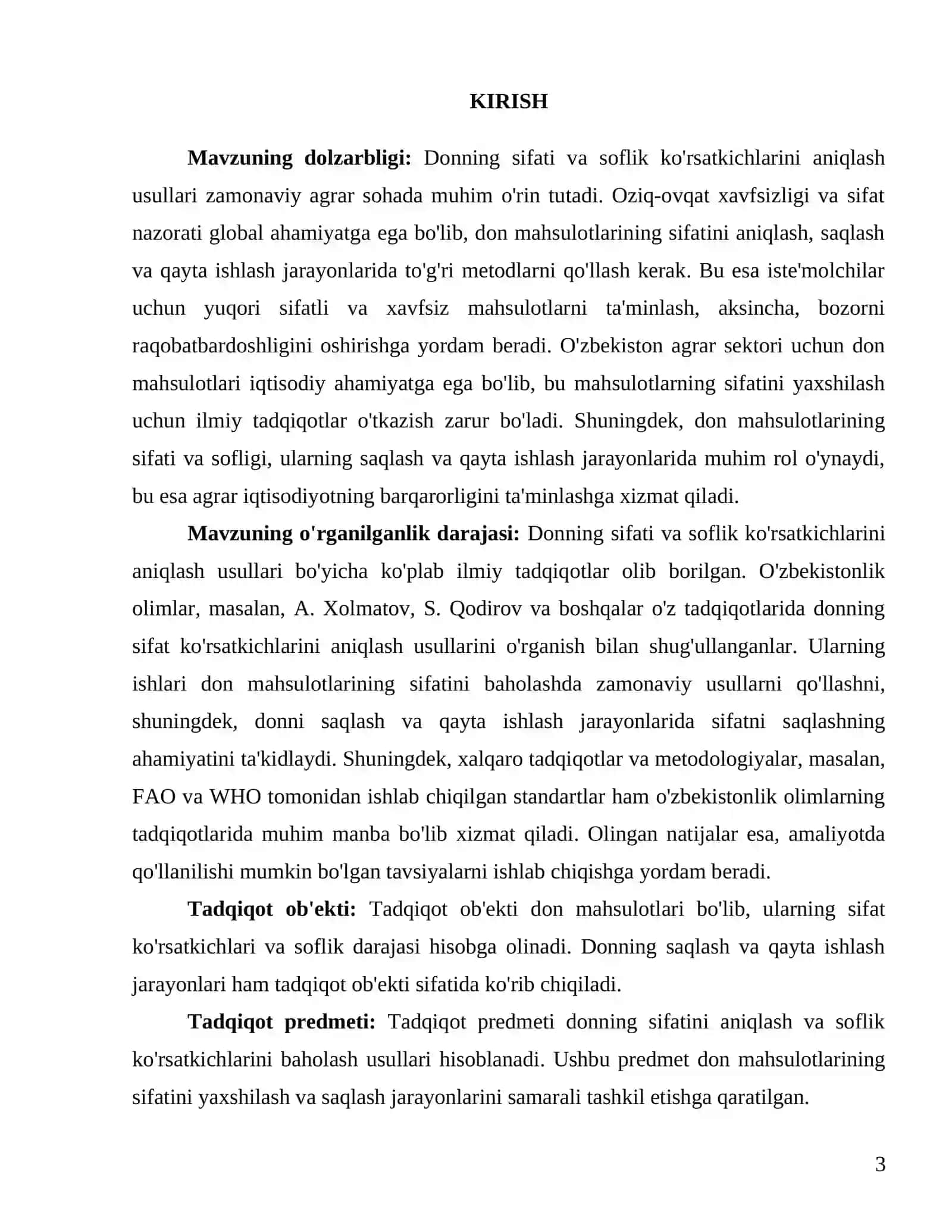 Donni sifati va soflik kòrsatkichlarini aniqlash usullari 3