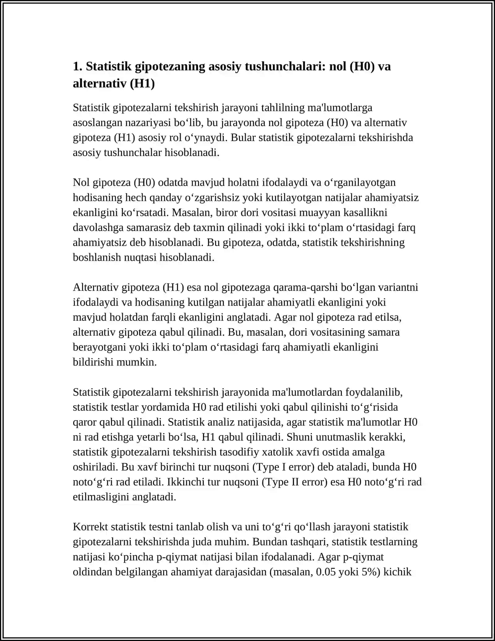 STATISTIK GIPOTEZALARNI TEKSHIRISH 3