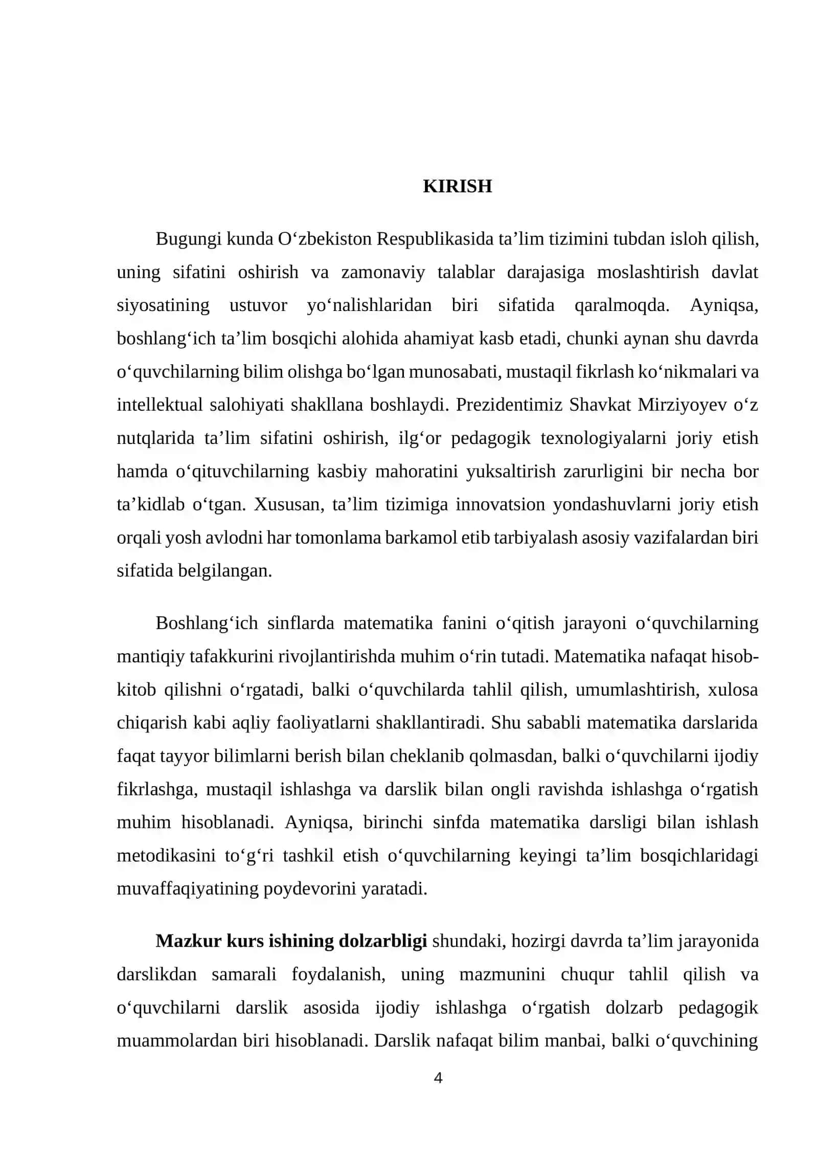 Birinchi sinfda matematika darsligi ustida ijodiy ishlash, darslik tahlilini amalga oshirish metodikasi 3