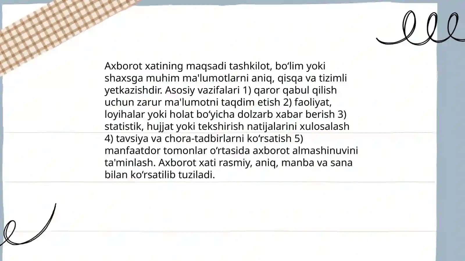 Axborot xati,ilova xati,kafolat xatining yozilish tartibi 3