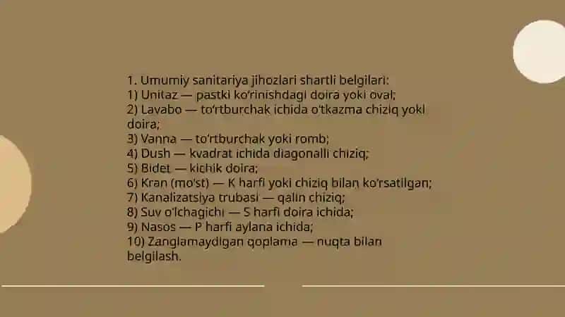 Bino elementlari sanitariya texnika jihozlarining shartli belgillari 3