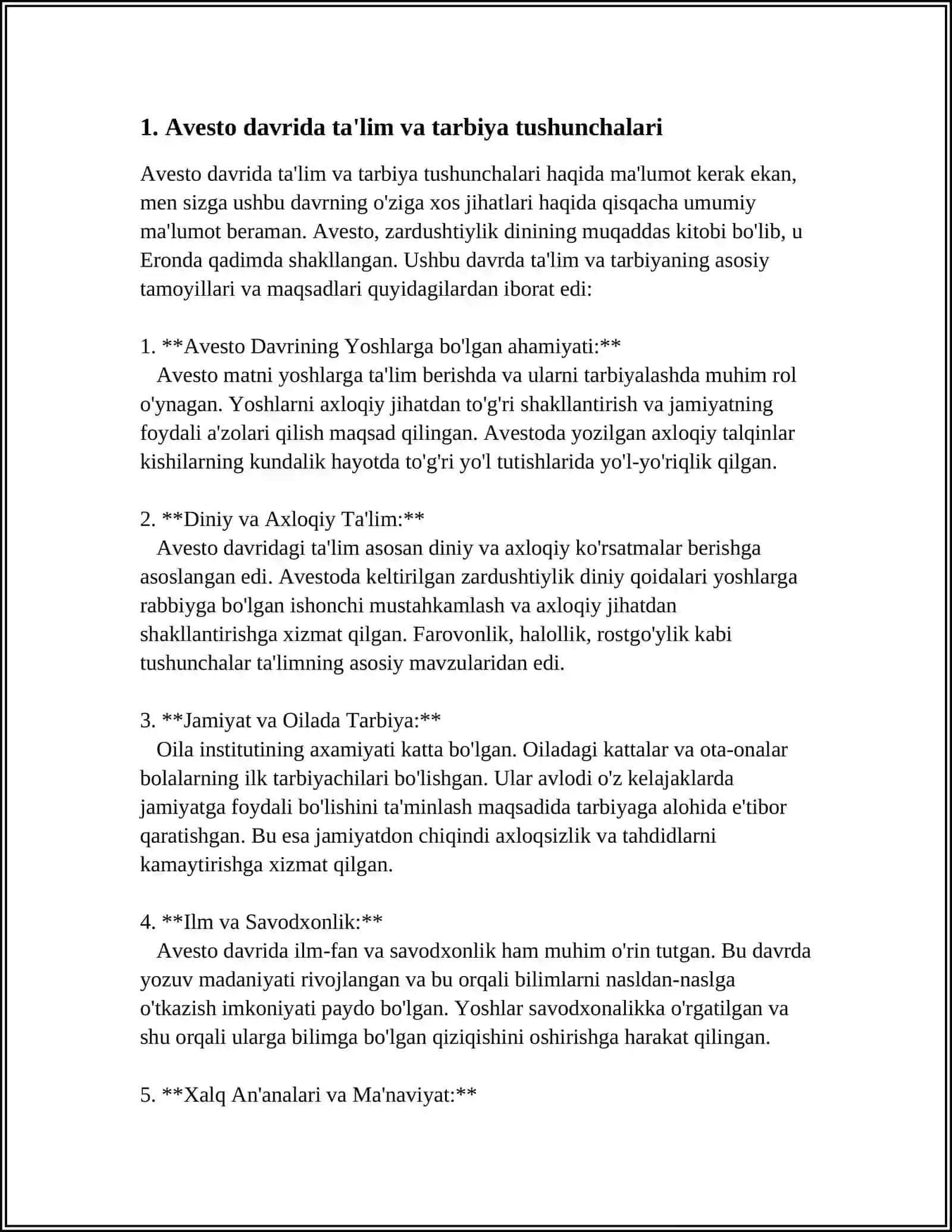 Avesto davrida ta'lim va tarbiya tushunchalari 3