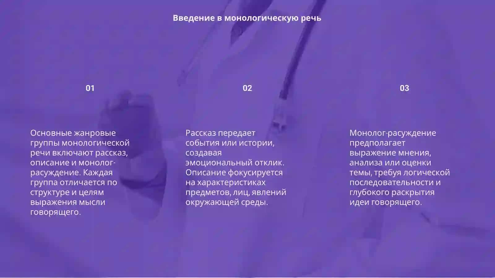 Основные жанровые группы монологической речи 3