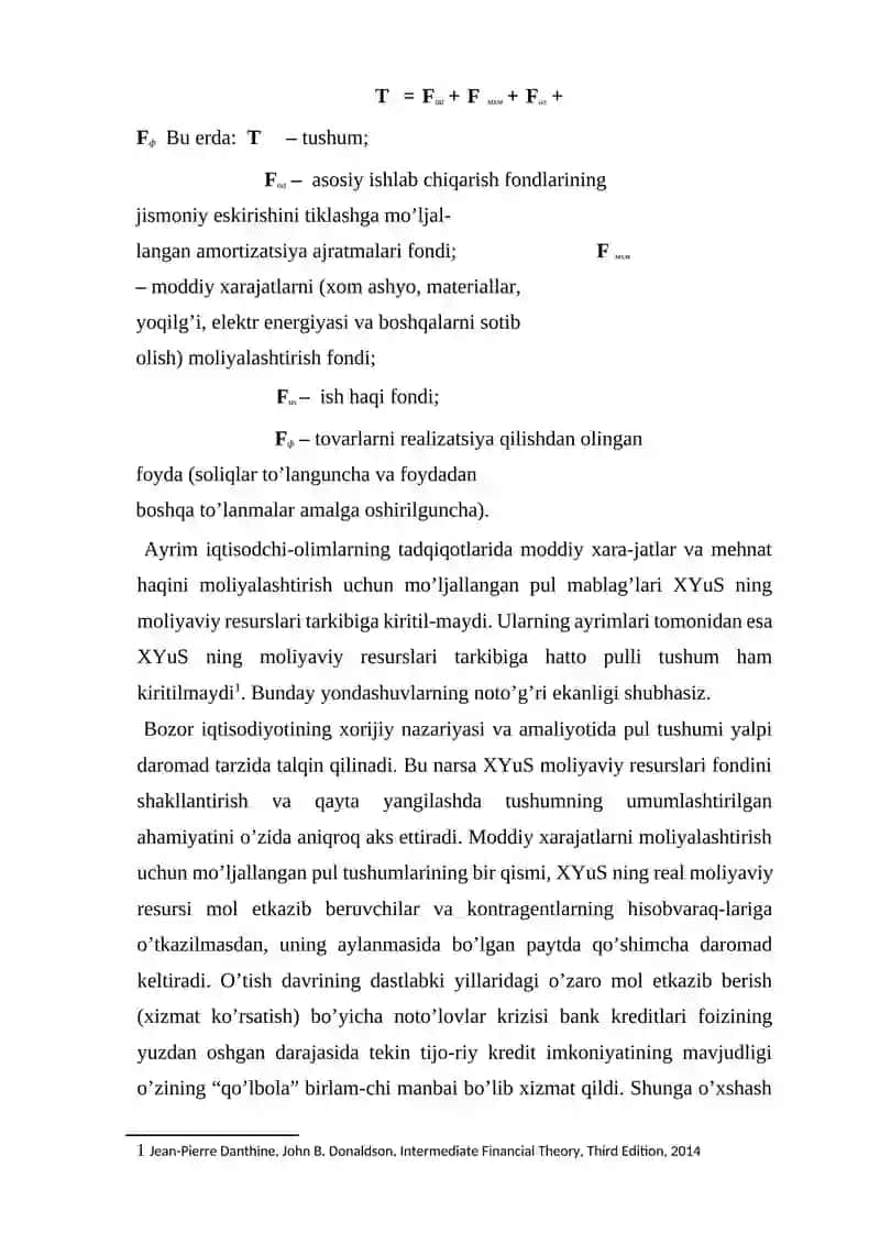 Xo'jalik Yurituvchi Sub’ektlarning Moliyaviy Resurslari Reja 3