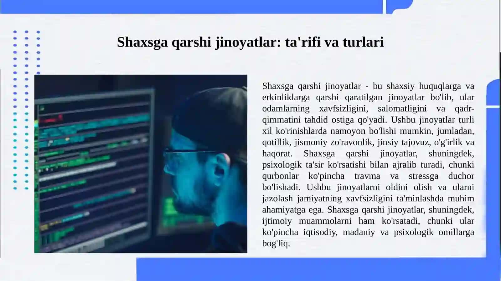 Shaxsga qarshi jinoyatlar 3