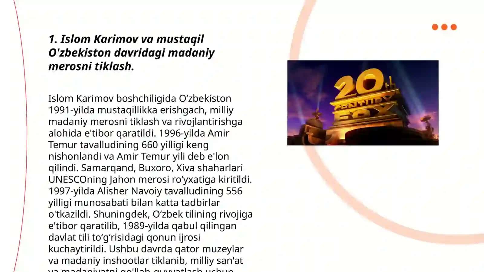 Islom Karimov va mustaqil O'zbekiston davridagi madaniy merosni tiklash 3