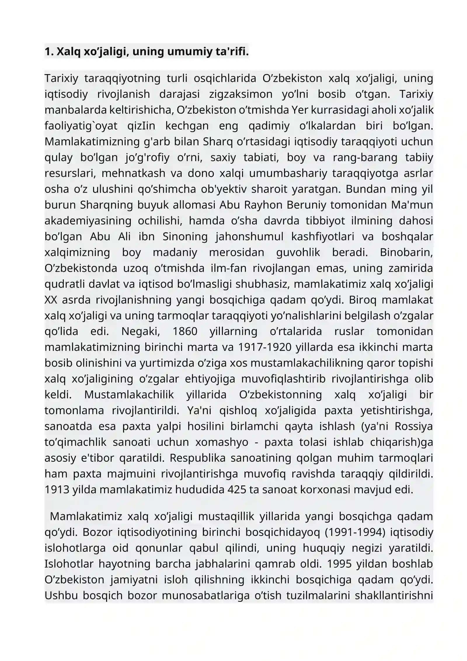 Qishloq xo'jaligi va sanoat sohasidagi o'zgarishlar 3