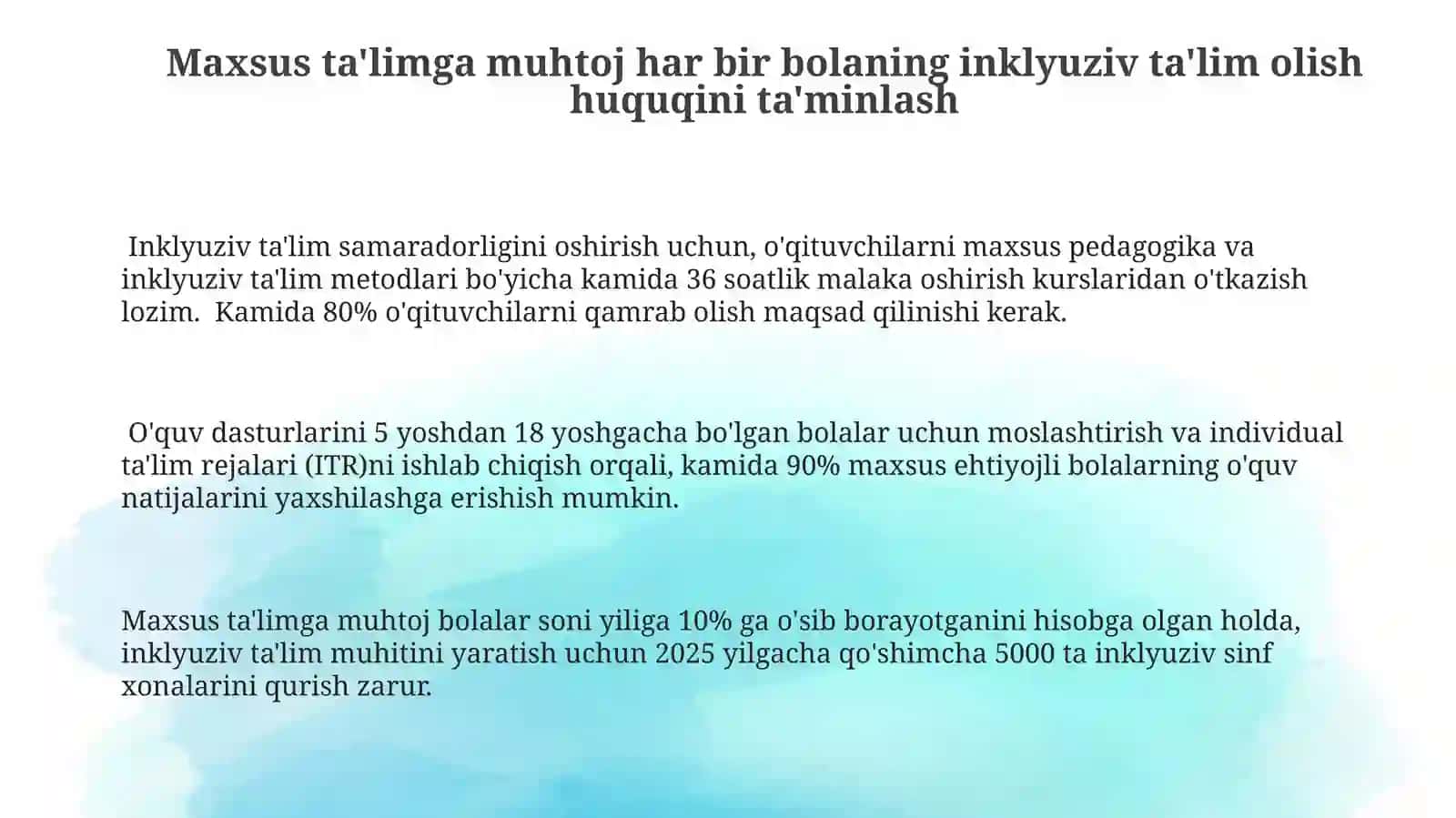 Maxsus ta'limga muhtoj bolaning inklyuziv ta'limini olish huquqini ta'minlash 3