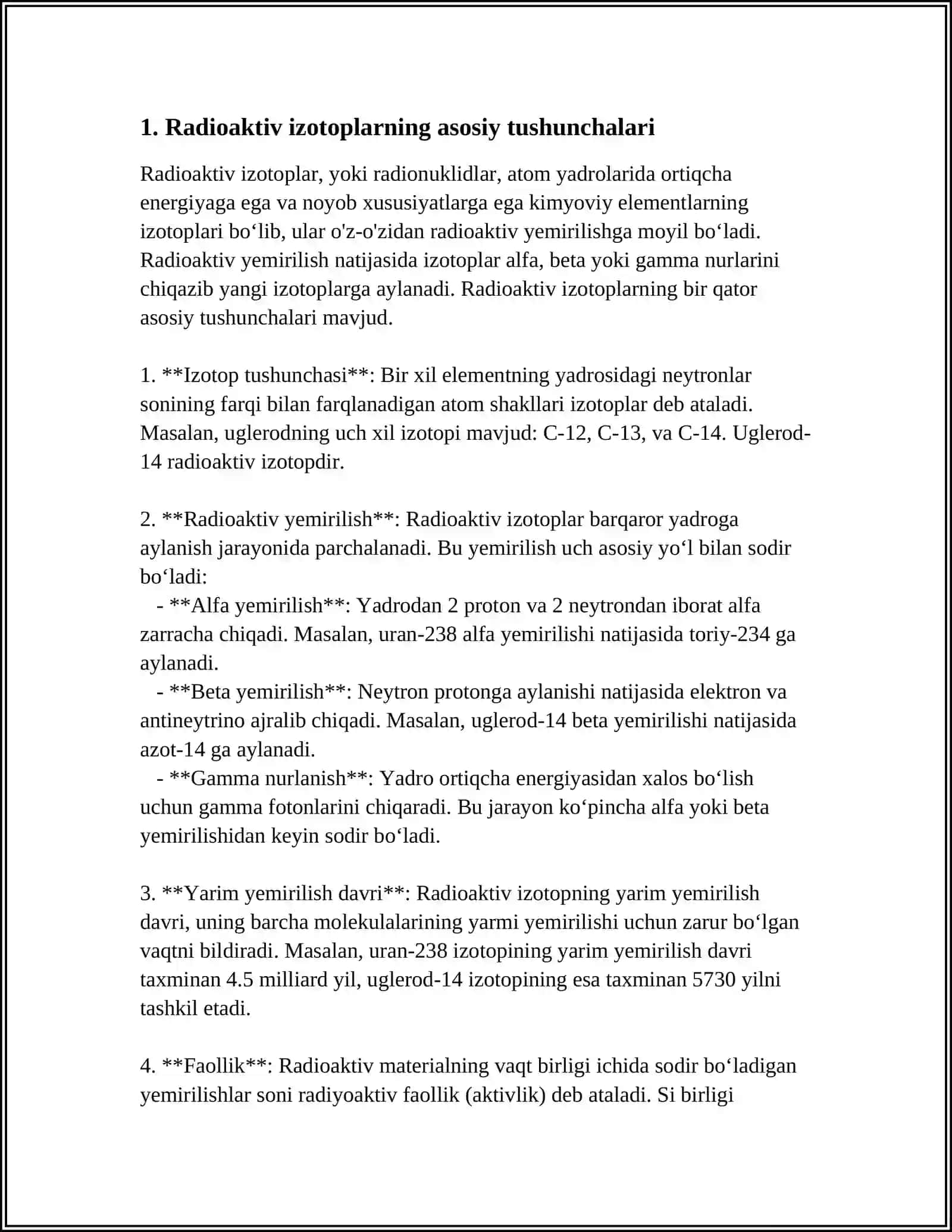 YADRO ENERGETIKASI.RADIAKTIV IZOTOPLARDAN FOYDALANISH 3