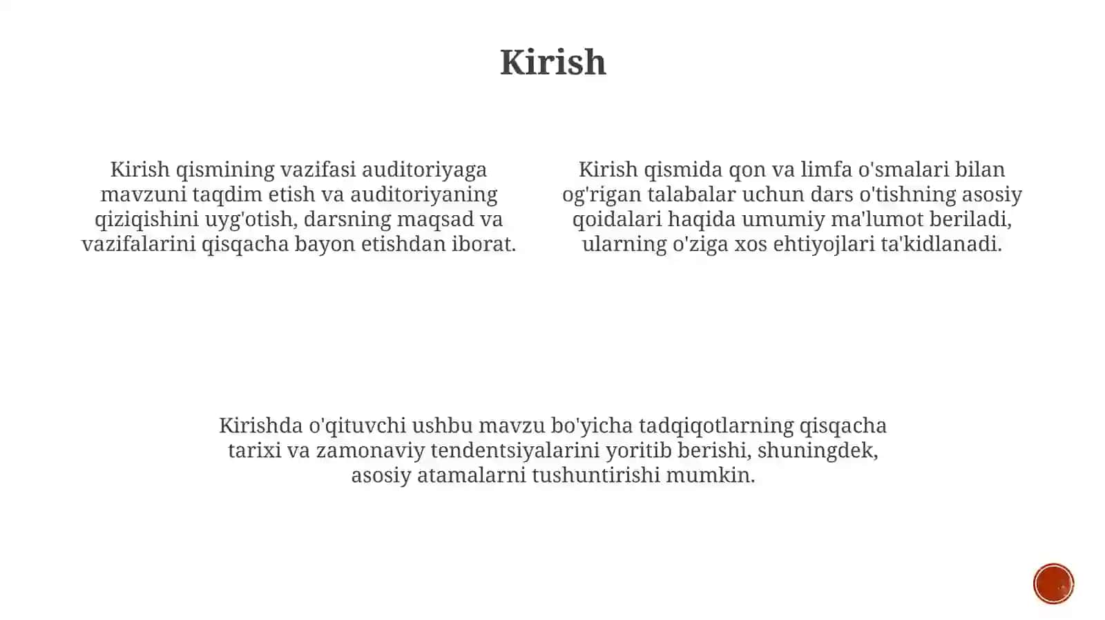 Qon va limfa o'smalari bilan og'rigan o'quvchilar bilan mashg'ulot o'tish tamoyillari 3