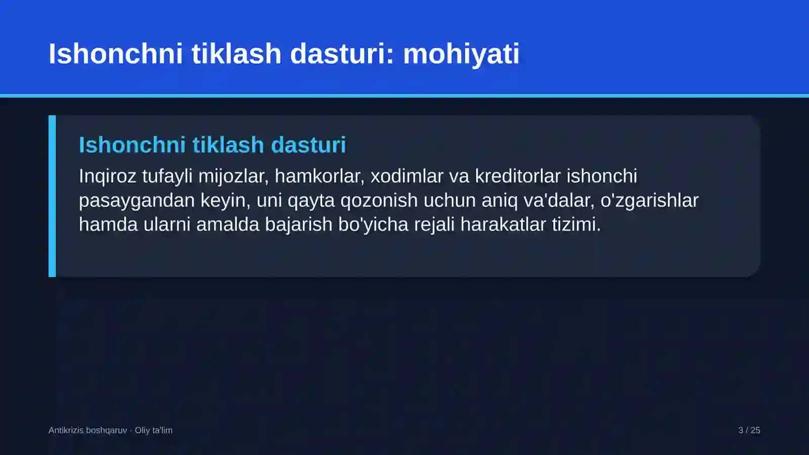 avtomobil transportida ishonchni tiklash dasturini amalga oshirish 4338 3