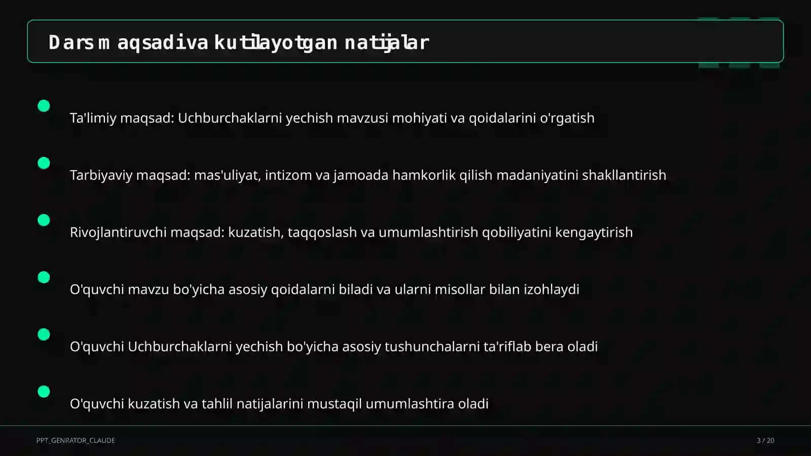 Uchburchaklarni yechish (9-sinf) 3
