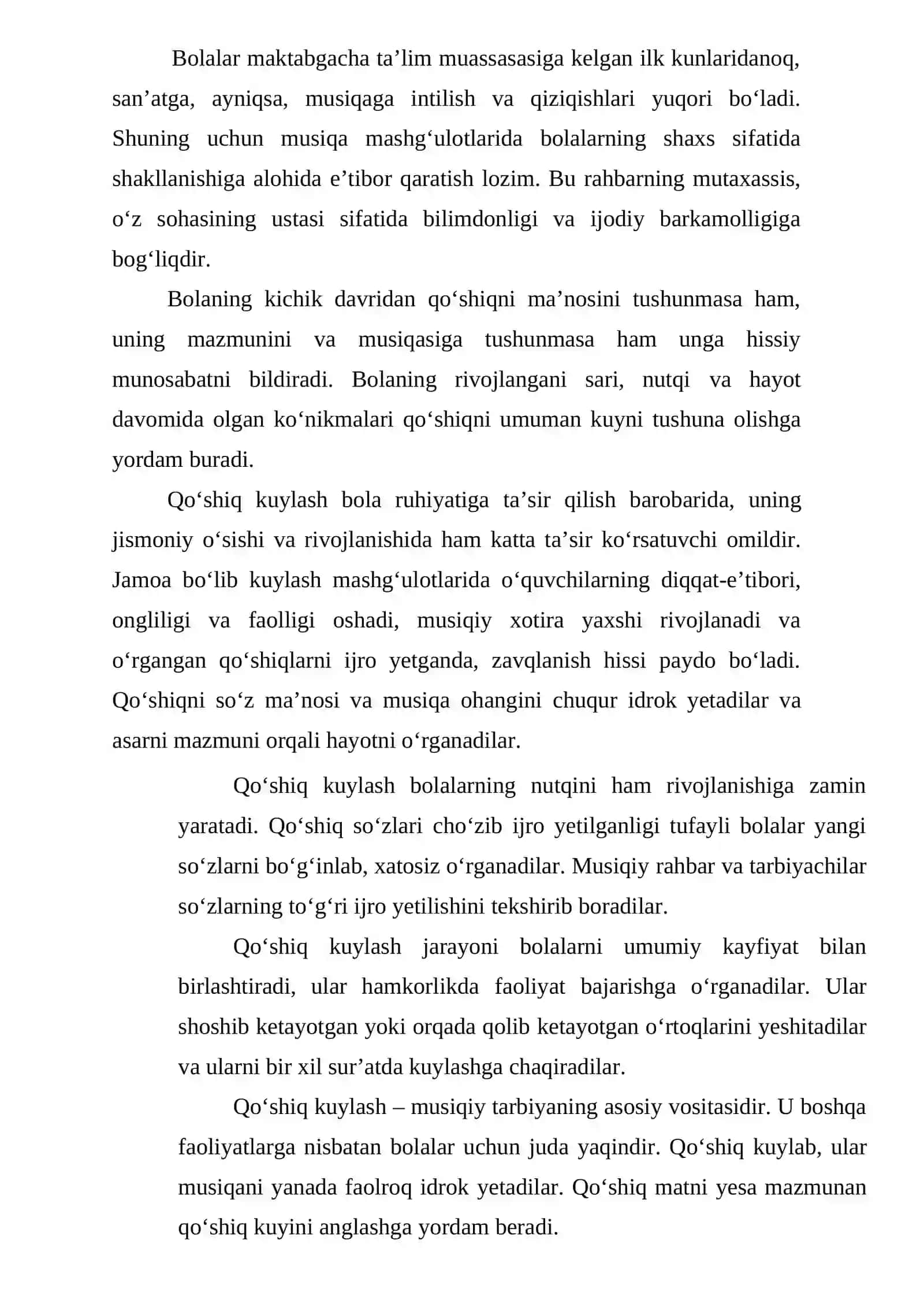 Maktabgacha ta’lim muassasalarida musiqa cholg’u asboblarida ijroga o’rgatish 3