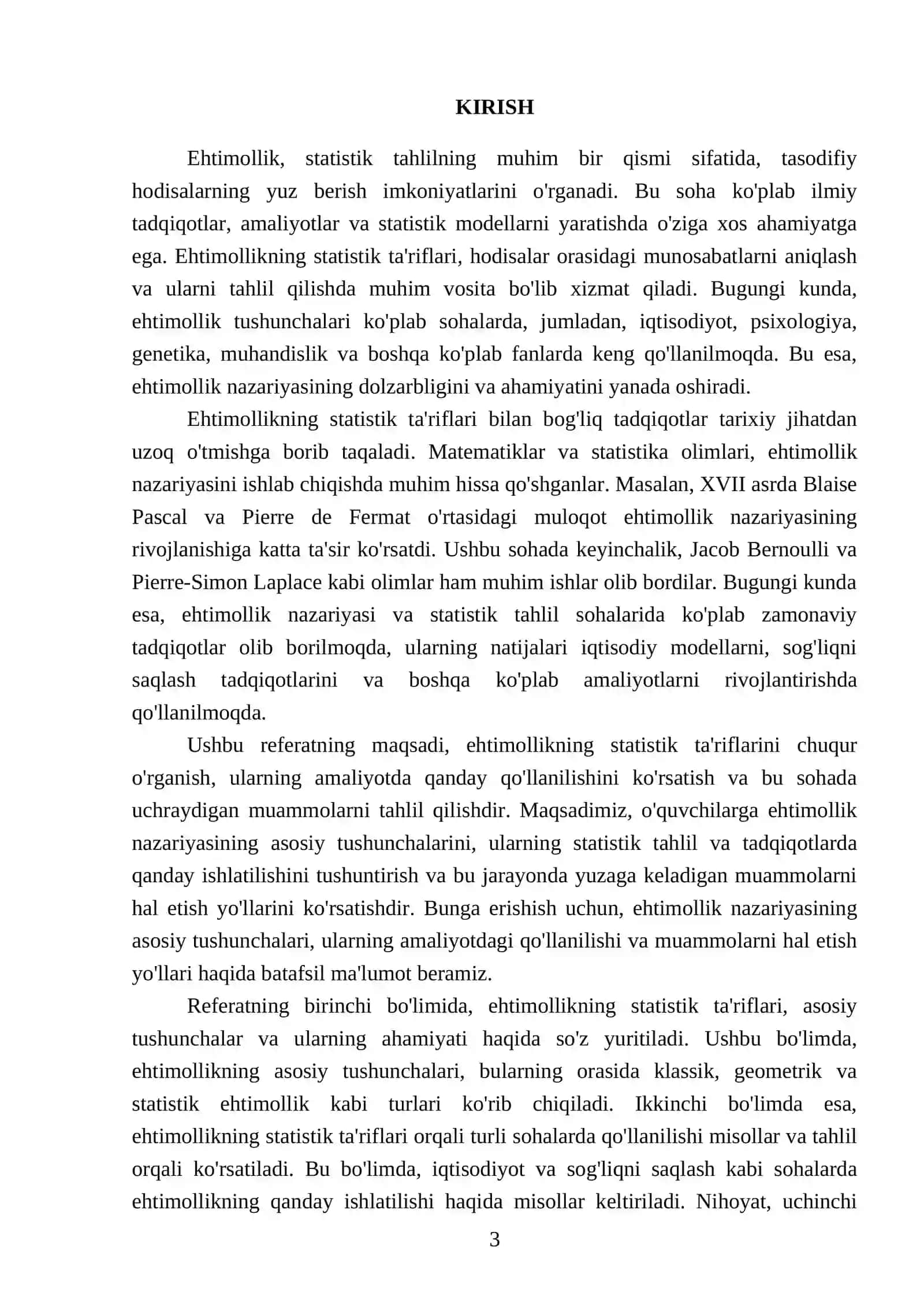 Ehtimollikning statistik ta'riflariga oid misol masalalar 3
