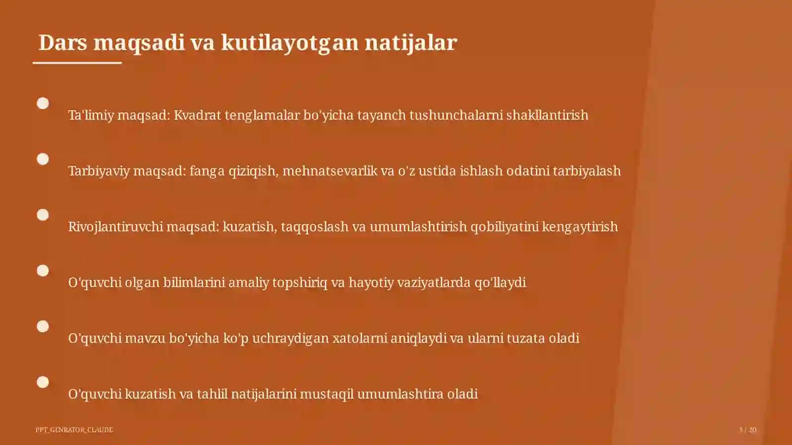 Kvadrat tenglamalar (8-sinf) 3