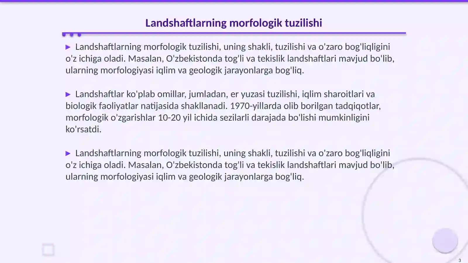 Landshaftlarning morfologik túzilishi 3