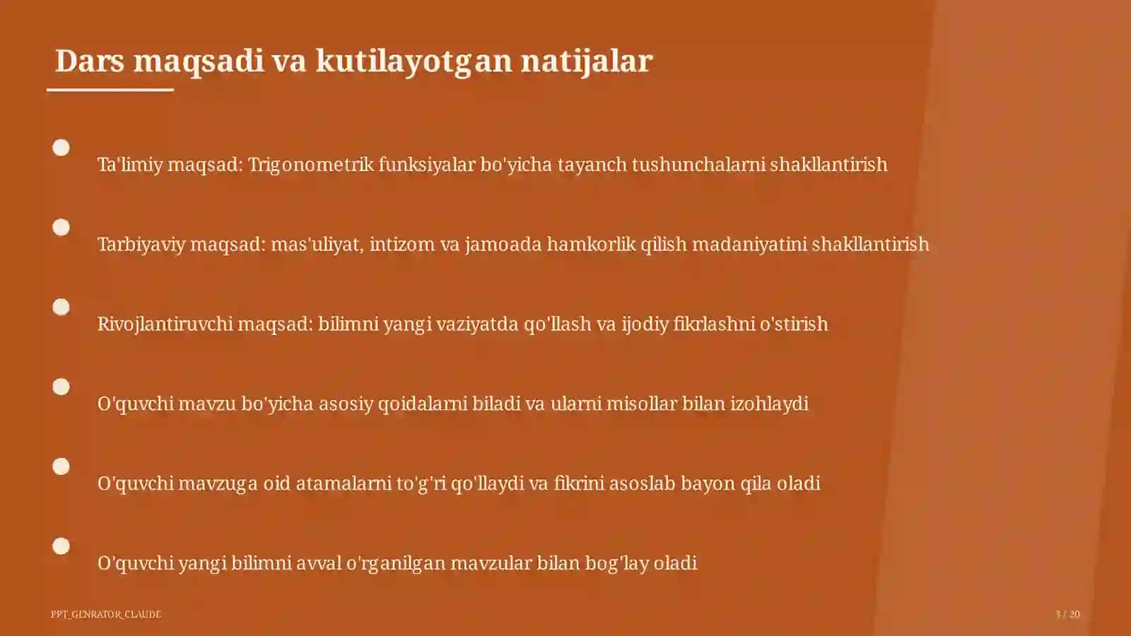 Trigonometrik funksiyalar (10-sinf) 3