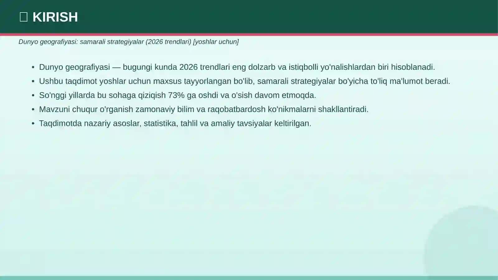 Dunyo geografiyasi: samarali strategiyalar (2026 trendlari) [yoshlar uchun] 3