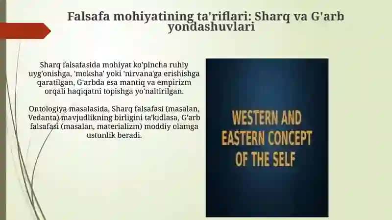 Falsafaning mohiyatiga oid Sharq va G’arb mutafakkirlarita’riflarinitasniflash 3
