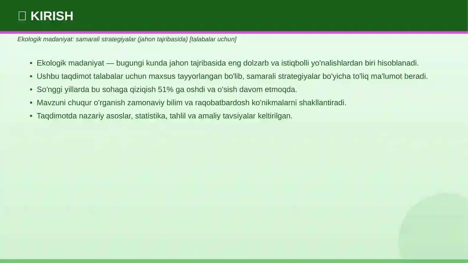 Ekologik madaniyat: samarali strategiyalar (jahon tajribasida) [talabalar uchun] 3