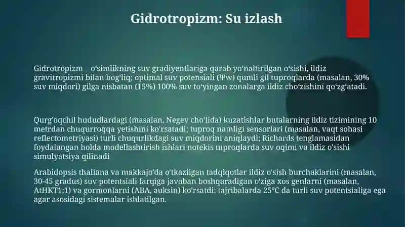 O'simliklardagi harakatlarni o'rganish 3