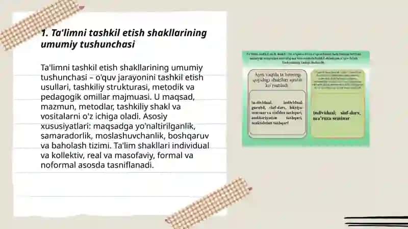 Ta'limni tashkil etish shakllari va turlari 3
