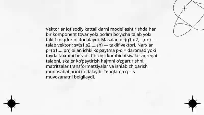 Chiziqli algebra elementlari va ularning iqtisodiyotdagi tatbiqi 3
