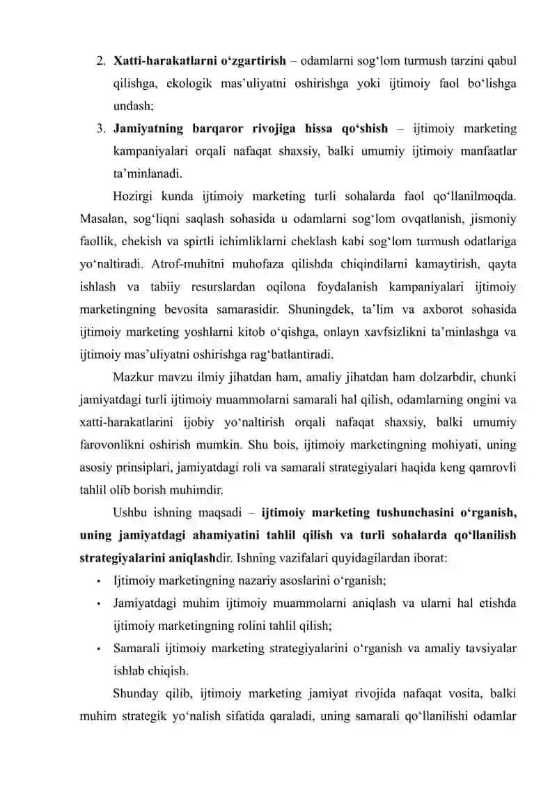 Ijtimoiy marketing va uning jamiyatdagi ahamiyati 3