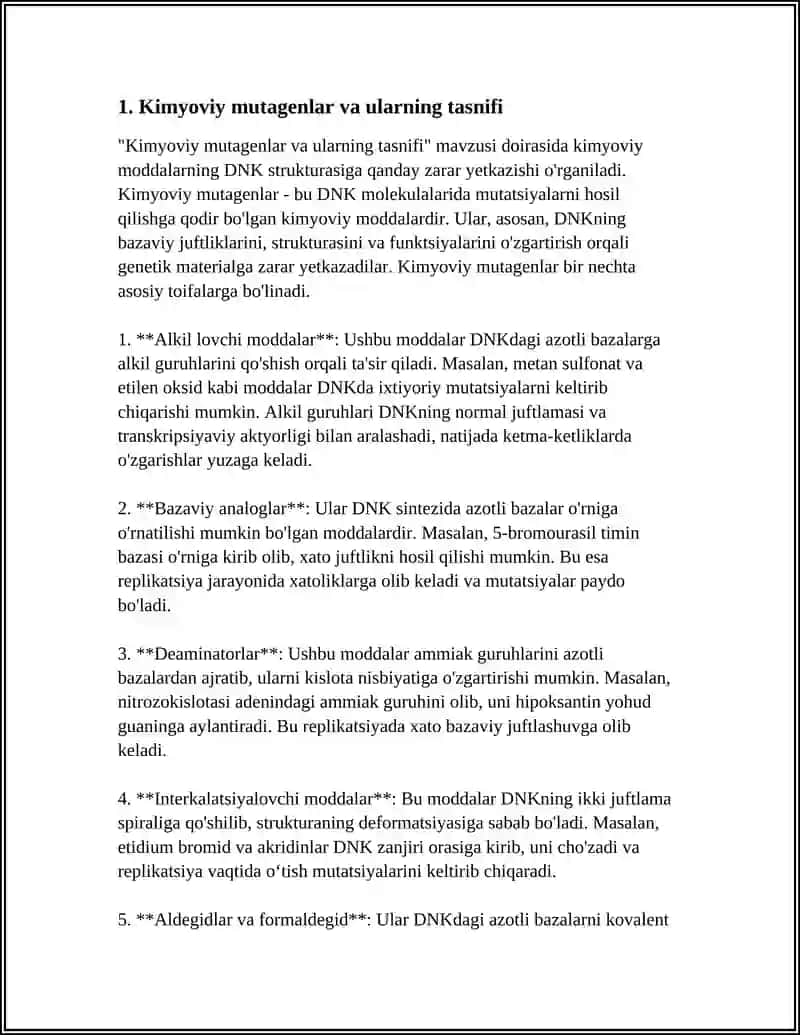 KIMYOVIY MUTAGENLAR BILAN DNK NI SHIKASTLANISHI 3