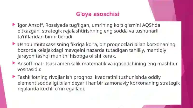 Mahsulotlarni bozorda joylashtirish-Ansoff matrisasi 3