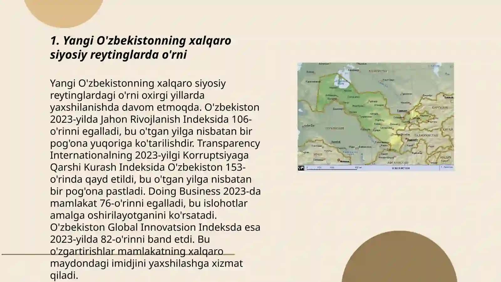 Yangi O'zbekiston ijtimoiy- siyosiy iqtisodiy va madaniy hayotida ro'y berayotgan o'zgarishlarning xalqaro reyting va indekislarda aks etishi 3